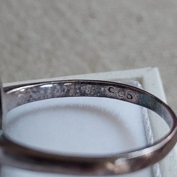 Marcasite and Turquoise Sterling ring Size 8 - Picture 7 of 7